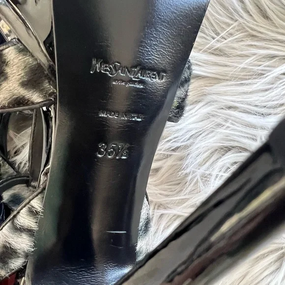 YSL Tribute Platform heels sz 35.5 Black/ faux fur Authentic - Picture 3 of 13